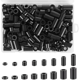 Pack of 220 Round Spacers Kit, 110 Pieces Spacer Sleeves M8 110 Pieces Spacer Sleeves M6, Spacers with Storage Box, Black Spacer Sleeves Nylon Washers Insulation Washers