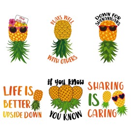 Cruise Door Magnets Stickers Decorations - 6 Pcs Upside Down Pineapple Ship Door Decor Funny Tropical Cruise Accessories for Refrigerator Ship Stateroom Carnival Party