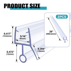 5/16" Shower Door Bottom Seal 2 PCS 39" Frameless Shower Door Sweep Strip