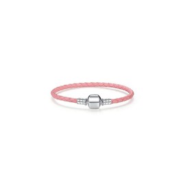 Jewellbox Girls Genuine Leather Charm Bracelet, Charm Bracelets for Womens, Sterling Silver Barrel Clasp, Pink, Size 21cm/8.3in.
