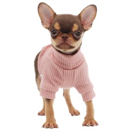 LOPHIPETS Small Dog Turtleneck Sweaters for Teacup Chihuahua Yorkie Puppy Cat Clothes-Pink/XXS