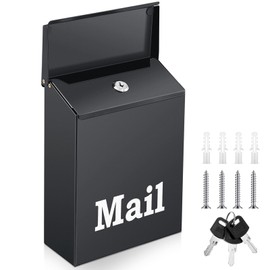 MorningRo 10 x 7 x 3 Inch Medium Dark Gray Mailbox with Lock for Outside Wall Mount Classic Galvanized Steel Mailbox Rust Proof Apartment Porch Safe Cash Box with Key for Home