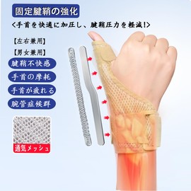 手首 親指 サポーター【内蔵2種類のステー/置換可能】 親指付け根 サポーター 手首 サポーター 固定 保護 圧力調節 親指付け根サポーター 怪我防止 スポーツ 家事 育児 パソコン/スマホ操作 男女兼用 (カーキ色)