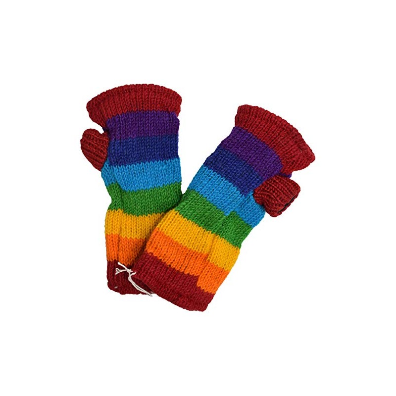 Gheri Women's Warm Wool Fleece Lined Hand Knitted Striped Mittens