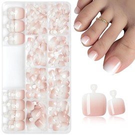 AddFavor 240pcs Ombre Press on Toenails for Women Fake Toe Nail Press ons False Toe Nail Tips Press ons Fake Toenails Press on Toe Nails for Women with Glue and Adhesive Tabs