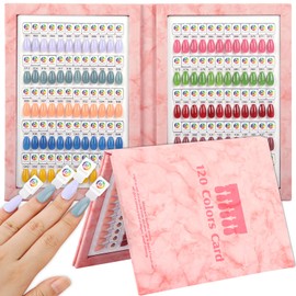 C12rtive 120 Nail Color Book,Leather Magnetic Color Display Book with 120 Magnetic Tips & 1-200 Number Labels,Prefect for Nail Polish Nails Art Design(Pink)