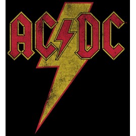 ACDC Vintage Lightning Bolt Logo Men's Black T-Shirt-Medium