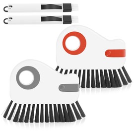 2 Pcs Versatile 2 In 1 Groove Cleaning Brush, Window Groove Cleaning Brush Set With Small Dust Pan And Brush, Dead-end Cleaning Brushes, Crevice Clean Brush For Home Kitchen (Grey）