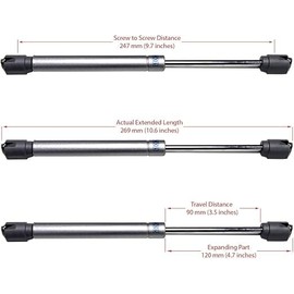 Berta (2 Pieces) 10 Inch 100N/22 LB Hydraulic Soft Open Gas Springs/Struts for Cabinets, Furniture Cabinet Doors Lift, Lid Stay, Support Hinges for RV Platforms with Brackets and Screws (2 Pieces)