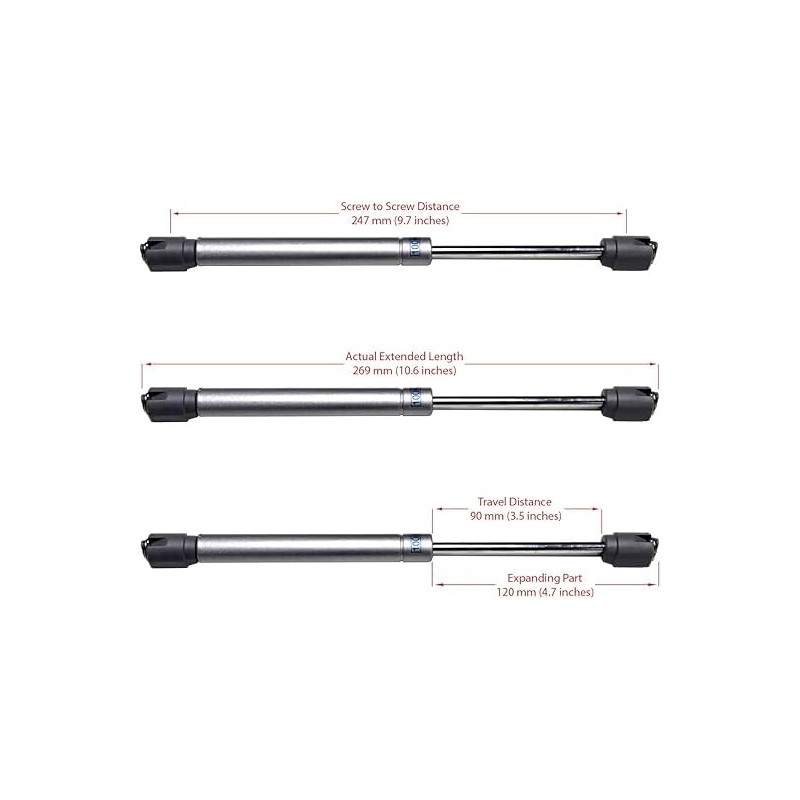 Berta (2 Pieces) 10 Inch 100N/22 LB Hydraulic Soft Open
