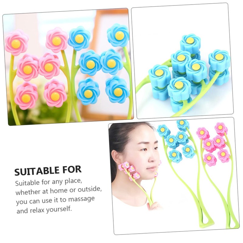 FRCOLOR 2pcs Facial Roller Massager Ergonomic Face Massage Tool for