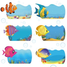 Henoyso 108 Pcs Ocean Themed Desk Name Tags Under The Sea Classroom Decorations Sea Animal Adhesive Desk Name Plate Ocean Themed Classroom Decor for Kids Chritmas Gifts(Classic)