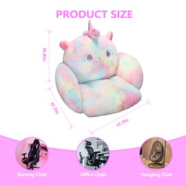QYA Cute Seat Cushions for Office Chairs, Gaming Chair Cushion, Gaming Pillow, Back and Butt Support for Office Chair, Bedroom Playroom Dining Living Room Decor, 17", Unicorn