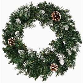 Bambelaa! Christmas Wreath PVC 40 cm with Pine Cones Decorative Wreath for Advent and Winter Christmas Decoration for Door Wall and Table