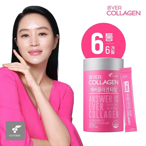[TV Product] (M) [6 cans] Ever Collagen Time (contains low molecular weight collagen peptides) 3g / [TV상품](M)[6통] 에버콜라겐 타임(저분자콜라겐펩타이드 함유) 3gX30포X6통, 단일상품