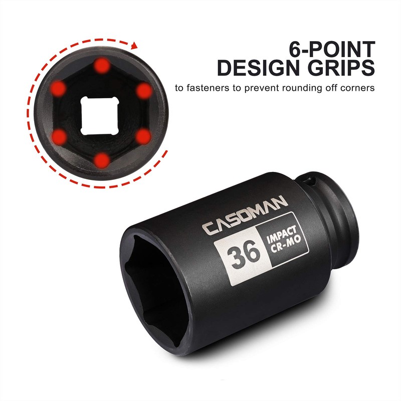CASOMAN 1/2" Drive x 36 mm Deep 6 PT Impact