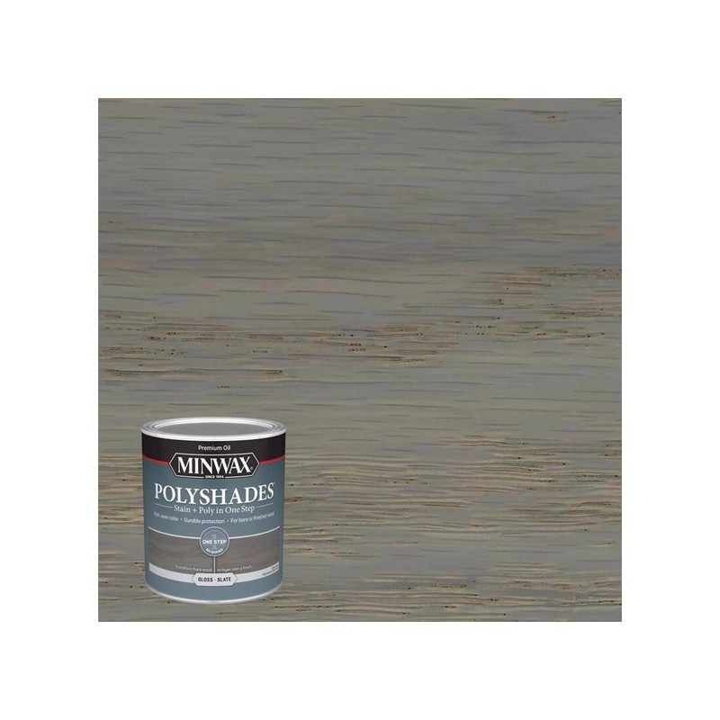 Minwax PolyShades Semi-Transparent Gloss Slate Oil-Based Stain/Polyurethane Finish 1 qt