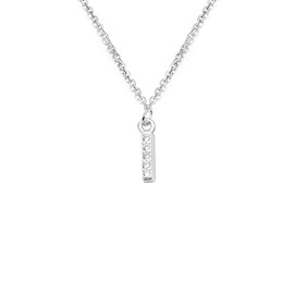 bifriend S925 Silver A-Z 26 Initial Crystal Pendant Chain Choker Necklace For Women Lady Girl (I)