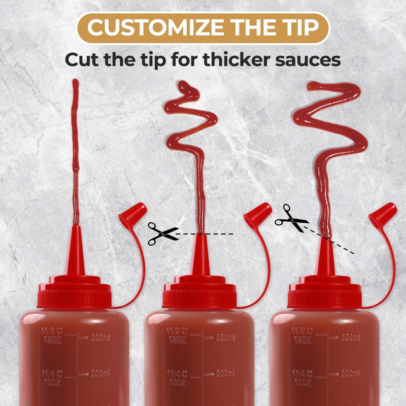 3 Pack 12 oz Condiment Squeeze Bottles, Leakproof Flip Top