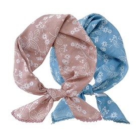 Pemilosci 2 Pack Large Cotton Bandana Headband, Head Wrap, Protective Coverage, Hair Neck Scarf for Women 28 x 28 inch (CSS003 - Stick Figure Flower)