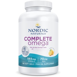Nordic Naturals, Complete Omega-3, 565 mg, with Borage Oil and GLA, 180 Soft Capsules, Lemon Flavour, Laboratory Tested, Soy Free, Gluten Free, GMO Free