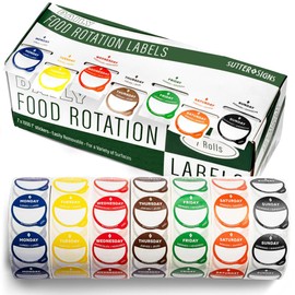 2pk Day Dots Food Labels | 1" Date Dot Stickers for Food Containers, 7000 Labels with Dispenser Box (Pack of 2)