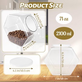 Woozettn Plastic Candy Jar,Hexagon Cookie Jars for Kitchen,Clear Hexagonal Containers with Lids for Dry Food,Candy,Snacks,Cookies,Craft,Laundry Pod(1 Pcs)