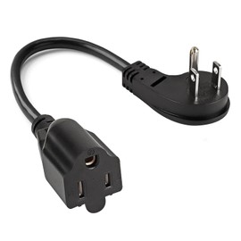 Flat Plug Extension Cord, 1 Feet 1875W Short Extension Cord 13A 16AWG UL Listed 3-Prong Grounded Heavy Duty Power Extension Low Profile Outlet Saver Extension Cords Cable - Black