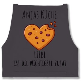 Geschenk mit Namen personalisiert by Shirtracer - Apron - Baking Apron - Love is the Most Important Ingredient with Name I Gift Baking I Gift Hobby Baker, 6 anthracite