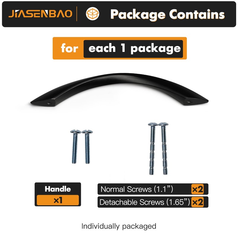 JIASENBAO Black Cabinet Pulls 5 Inch Arch Twisted Matte Black