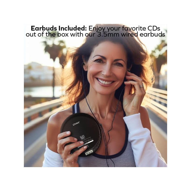Coby Portable Bluetooth CD Player with FM Radio & Headphones,
