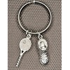 Woodstar Tennis Squash Ball Racket Lightweight Compact Keychain, metallic