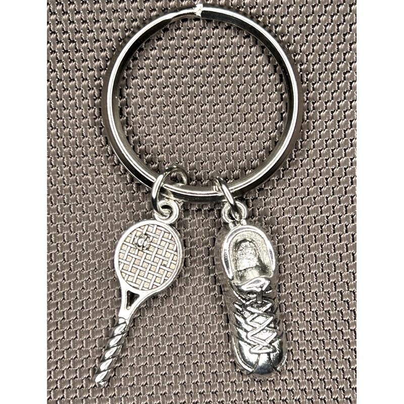Woodstar Tennis Squash Ball Racket Lightweight Compact Keychain, metallic