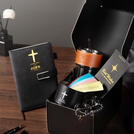 Christian Gifts for Men, Pastor Appreciation Gifts, Religious Gifts for Men, Baptism Gifts for Adults, Faith Based Gifts for Father Present, Faith Notebook, Bible Verse Jar, Tumbler…Gift Set