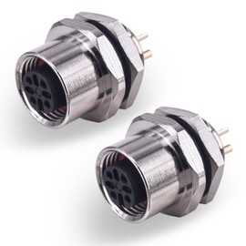 M12 4-Pin Female Panel Socket A-Code Sensor Panel Mount Connector Actuator Back Panel Socket Electrode Field Mounting IP67 Waterproof Sensor Flange Socket Flange Female 2PCS