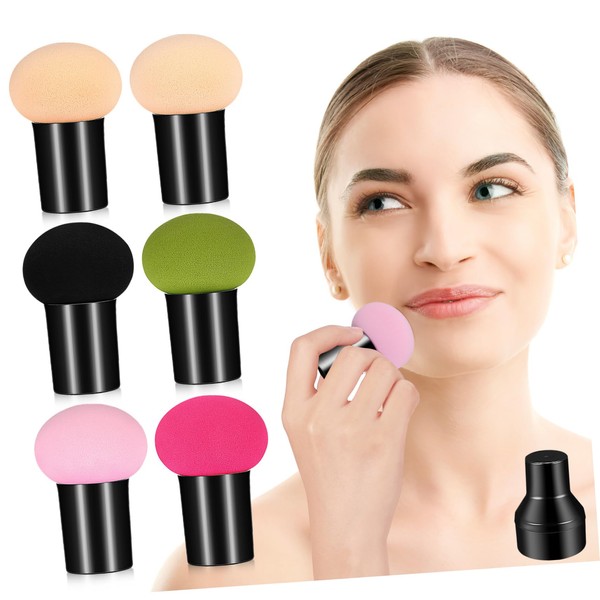 OHPHCALL Enhanced Control Round Mushroom Makeup Sponge 6pcs Powder Puff
