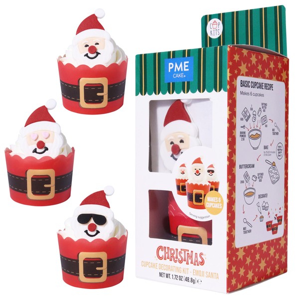PME Christmas Cupcake Decorating Kit - Emoji Santa (Set of