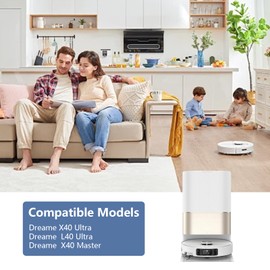 Yivy 21 Stück Zubehör für Dreame X40 Ultra/L40 Ultra /X40 Master Roboter Staubsauger ersatzteil, 1Hauptbürste, 4 Aktivkohlefilter, 4 Aktivkohle Staubbeutel, 4 Seitenbürsten, 6 Wischtücher.