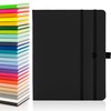 Notes London 2 x Eco A5 Notebook with Lined Pages, Pen Loop, Ribbon, Date Marks and Paper Pocket, Medium Hardback Journal, Note, sustainably sourced paper (Black & Black)