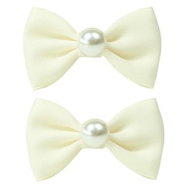 ZOONAI Baby Girl Small Hair Bows Cute Pear Ribbon Boutique Hair Clip Teens Toddlers Hairpin Headwear Hair Accessories - Set of 2 (Ivory)
