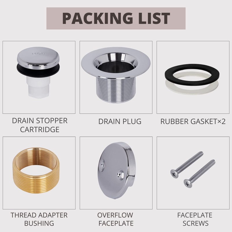 GSTARAM Bathtub Drain Tip-Toe Tub Trim Kit with Two-Hole Overflow