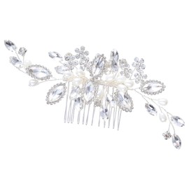 Nfvjfxz Wedding Hair Comb for Brides Rhinestone Bridal Hair Accessories Pearl Bride Hair Pins Flower Elegant Engagement for Women Bride