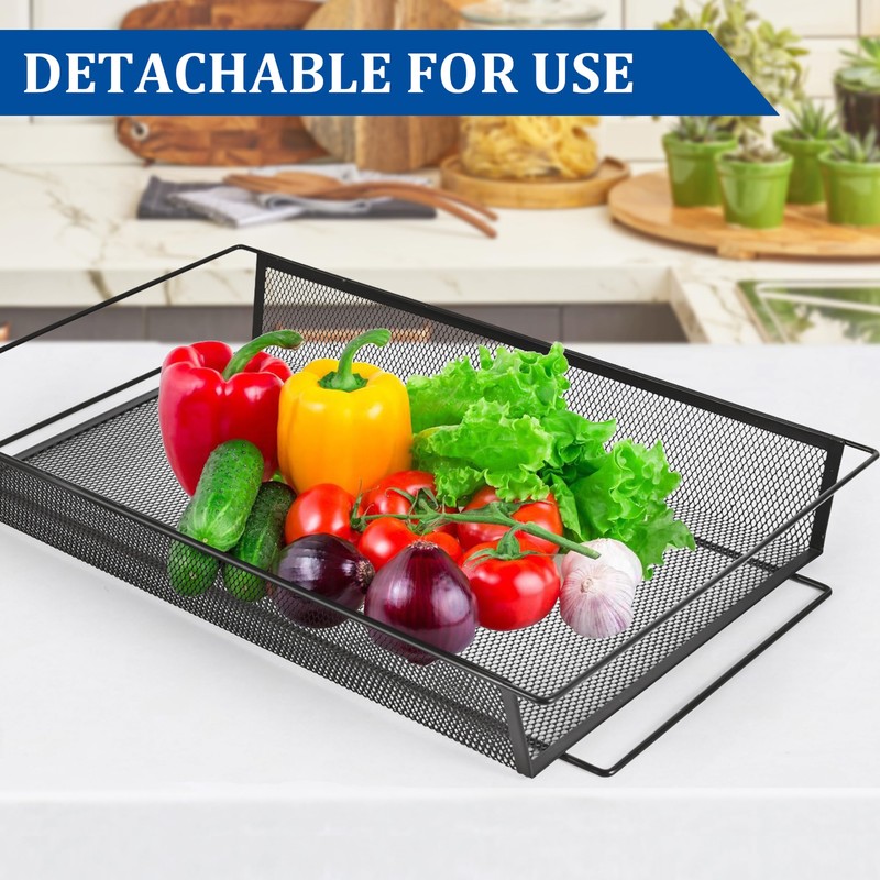 CVHOMEDECO. 3 Tier Fruit Basket Large Capacity Rectangular Metal Fruit