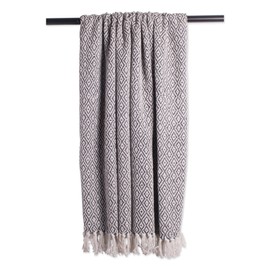 DII Rustic Farmhouse Cotton Diamond Blanket Throw with Fringe For Chair, Couch, Picnic, Camping, Beach, & Everyday Use , 50 x 60" - Fields of Diamond Mineral