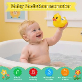 Badethermometer Baby – Digitales Thermometer für Baby Badewanne, BPA-frei & Sicher – Wasserdicht, mit °C & °F Anzeige – Gelbes Badeentchen