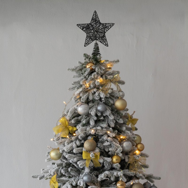 Christmas Tree Topper, Black Glitter Star for Christmas Tree, Christmas