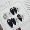  Black&White Handmade nail tip - long stiletto / Black&White