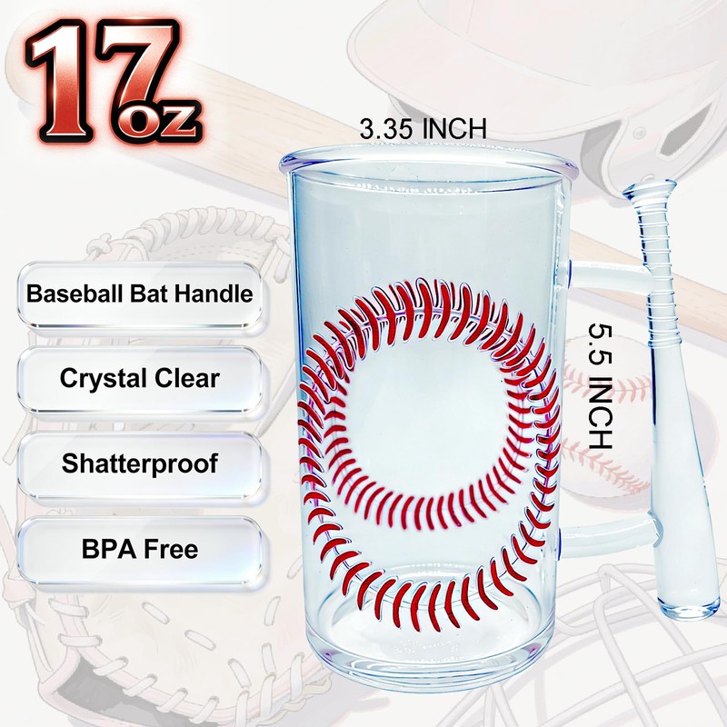 17oz Acrylic Mug with Handle,Baseball Gifts for Men, Beer Cup