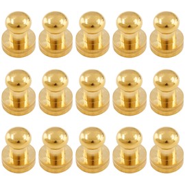 Moicstiy 15Set 6mm Round Head Button Studs Solid Brass Button Stud Screw Leather Button Rivets for Bag, Belt, Craft, DIY Decoration