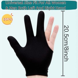 HIDOSNG 10PCS Billiard Gloves Black Both Hands Suitable Snooker Pool Gloves